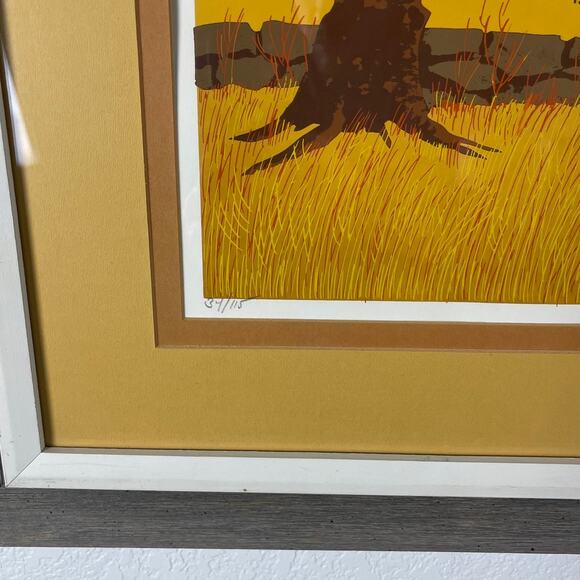 Autumn Landscape Lithograph Framed Artwork - Picture 2 of 9